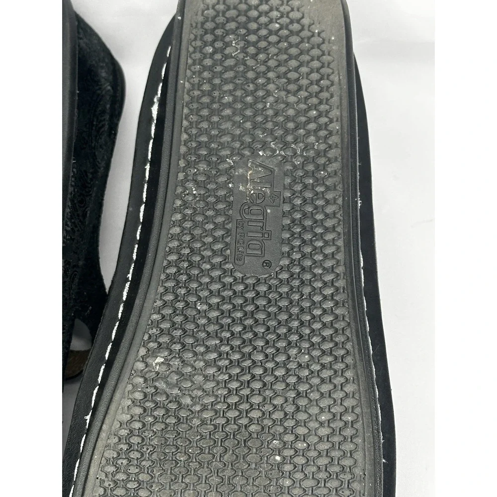 Alegria Paloma Black Paisley Leather Mary Jane Rocker Shoes JIL-561 Womens 38